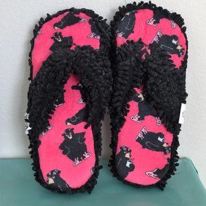 Women's Pink & Black Lazy One Spa Slippers in Bear Theme